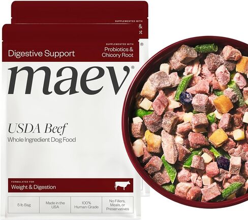 Maev Human-Grade Beef Dog Food, Weight & Digestion Formula, Whole Ingredient, Gluten-Free, High Protein Puppy & Dog Food, 5 lb in Kuwait