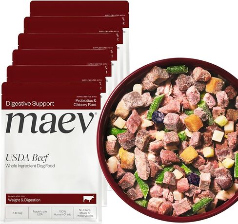 Maev Human-Grade Beef Dog Food, Weight & Digestion Formula, Whole Ingredient, Gluten-Free, High Protein Puppy & Dog Food, 5 lb in Kuwait