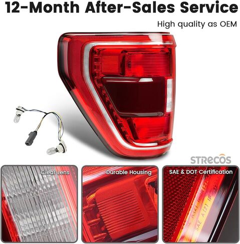 Tail Light Compatible with 2021 2022 2023 Ford F150 XL XLT Halogen Type Taillight w/Blind Spot Rear Turn Signal Brake Lamp Assembly Replacement ML3Z13405C (Left Driver Side) in Saudi Arabia