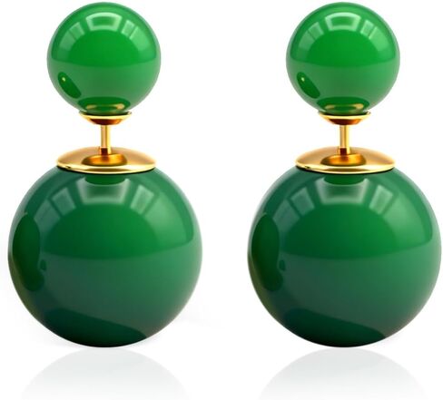 Jade Earrings for Women Double Ended Jade Stone Stud Earrings, Elegant Jewelry for Daily and Party Wear in Saudi Arabia