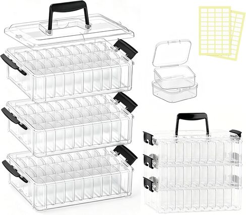 Bead Organizer Box 120 Pcs, 4-Tier Large Capacity Stackable Bead Storage Containers, Portable Plastic Craft Organizers for Jewelry Making, Bracelets, DIY, Nail Art Charms in Kuwait