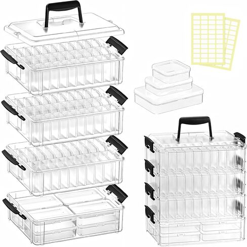 Bead Organizer Box 120 Pcs, 4-Tier Large Capacity Stackable Bead Storage Containers, Portable Plastic Craft Organizers for Jewelry Making, Bracelets, DIY, Nail Art Charms in Kuwait
