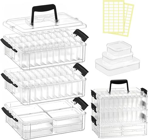 Bead Organizer Box 120 Pcs, 4-Tier Large Capacity Stackable Bead Storage Containers, Portable Plastic Craft Organizers for Jewelry Making, Bracelets, DIY, Nail Art Charms in Kuwait