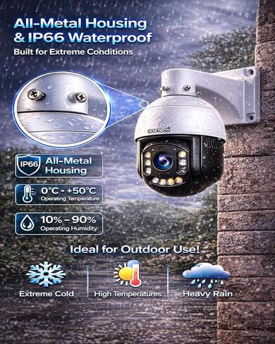 كاميرا JideTech 4K 8MP خارجية PTZ IP PoE مع 200x Hybird Zoom Pan Tilt Auto Tracking Security Dome Cameras، كشف الإنسان/المركبة، 492ft IR، رؤية ليلية ملونة، محادثة ثنائية الاتجاه، BlueIris، لـ ONVIF NVR in Kuwait