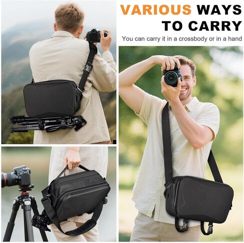Camera Sling Bag for Photography, DSLR/SLR/Mirrorless Cameras Travel Backpack Compatible with Canon/for Nikon/for Sony/for Fujifilm, Waterproof Crossbody Camera Case with Tripod Holder- Box Only in Saudi Arabia