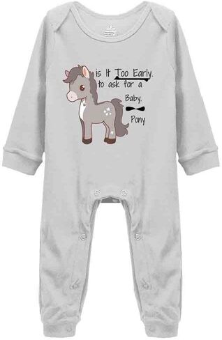 STAndfirm is It Too Early.Funny Cute Infant Creeper,Unisex Baby Pony One-Piece Bodysuit Long Sleeve White 0-24 Months in Saudi Arabia