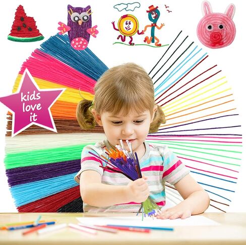 500PCS Wiky Sticks for Kids – Mess-Free Sensory Toy, Non-Toxic Wax Yarn Sticks for Travel, Road Trips, Airplane & Restaurant Activities, DIY Arts & Crafts, 13 Colors in Kuwait