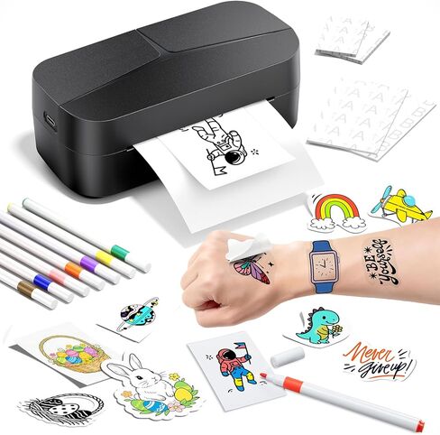Phomemo TK32 Temporary Tattoo Maker Kit - Easy DIY Custom Tattoo Stickers in a Minute | Complete Set with 8 Markers & 50 Papers | Perfect Party Gift for Kids & Adults to Create Fun in Saudi Arabia