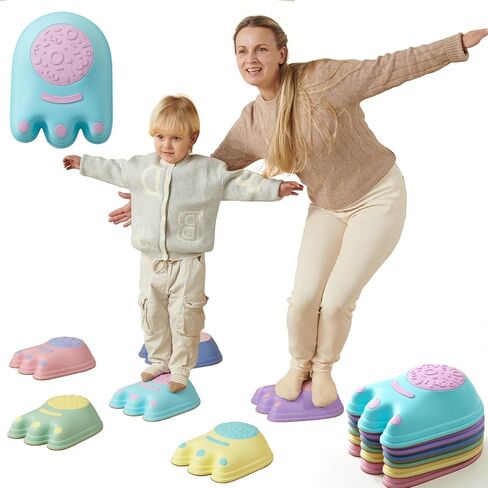 Balance Stepping Stones for Kids – Pack of 5 | Rainbow Color Obstacle Set | Non-Slip Indoor Climbing & Jumping Activity Toy for Ages 3+ in Saudi Arabia