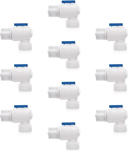 صمام كروي للخزان من نوع توصيل الضغط لأنظمة تنقية المياه ونظام التناضح العكسي خزان تخزين المياه المضغوطة (1/4 بوصة أنثى NPT × 1/4 بوصة توصيل أنبوب OD) الكمية 10 قطع in Kuwait