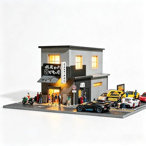 حافظة عرض جراج ديوراما بإضاءة LED 1/64 للعجلات الساخنة وعلبة الثقاب وسيارات Mini GT Diecast، مثالية لعرض وعرض مجموعة السيارات موديل 1:64 (مبنى المصنع) in Kuwait