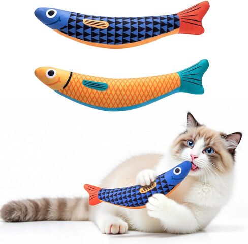 Cat Toys with[5000mg A+Natural Catnip &Silvervine] [Baby Grade] Interactive Soft Chew Kicker Cat Toys for Indoor Cats & Kittens, [Crinkle &Bell] Fish Sound Toy, Drives Bored Cat Crazy with Fun in Kuwait