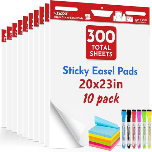 Thickened Sticky Easel Pad, 20 x 23 Inches Flip Chart Paper for Teachers,Giant Self-Stick Chart Paper for Wall, Anchor Chart Paper for Office Classroom with Sticky Note, 90 Sheets/3 Pads in Saudi Arabia