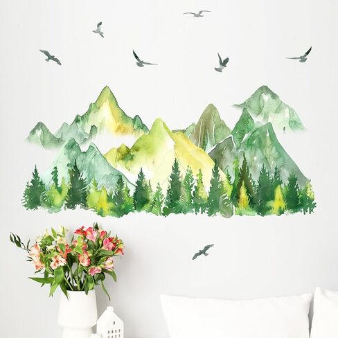 Mfault Magnolia Tree Birds Wall Decals Stickers, White Flower Branches Nuthatch Cardinal Sparrow Decorations Bedroom Art, Floral Petal Living Room Home Kitchen Decor in Saudi Arabia