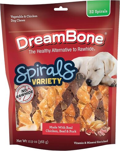 مجموعة متنوعة من DreamBone Spirals، مضغ خالي من الجلود للكلاب، 32 مضغ حلزوني in Kuwait