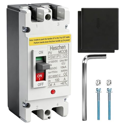 قاطع دائرة مقولب DC MCCB، HSM1PV-125، قطبين، DC550V 100A، قاطع دائرة ضوئية، لنظام الطاقة الشمسية الكهروضوئية، نظام شبكة الألواح الشمسية in Saudi Arabia