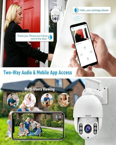 كاميرا JideTech 5MP PTZ WiFi خارجية، كاميرا IP قبة بتكبير بصري 5X، كاميرا أمان للتتبع التلقائي، رؤية ليلية بالأشعة تحت الحمراء بطول 196 قدمًا، اكتشاف الإنسان/الحركة، صوت ثنائي الاتجاه، مقاومة للماء IP66، فتحة بطاقة SD in Kuwait