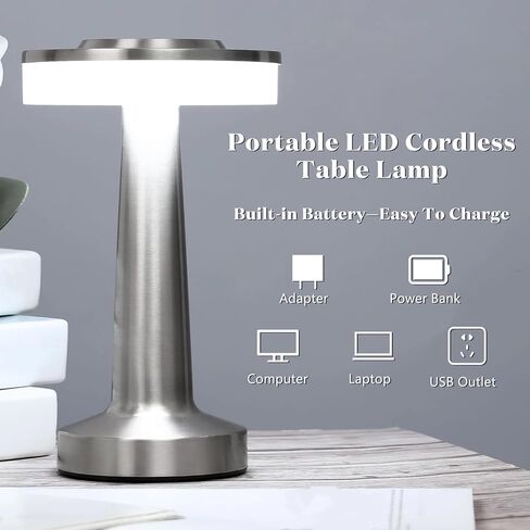 VIHOSE 8 Pcs 8 Pcs Cordless Table Lamps LED Portable Rechargeable Table Lamp with Touch Sensor 3 Color Dimming up to 15 Hours Battery Desk Light for Restaurant Nursery Living Room (Rose Gold) in Saudi Arabia