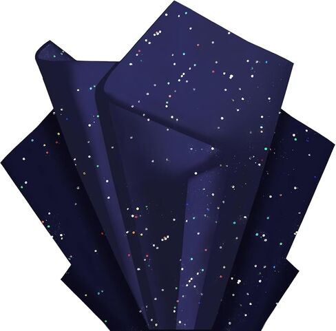 Black Glitter Tissue Paper for Gift Bags 36 Sheets 20 x 20 Inch - Recyclable Wrapping Paper for Weddings, Birthdays, Party & Festival Decorations DIY Craft Supplies in Saudi Arabia