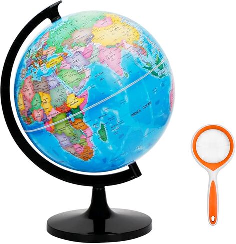 World Globe للأطفال والكبار، أدوات تعليمية مقاس 12 بوصة مع حامل، ديكور مكتب تجميع DIY، كرة تعليمية جغرافية لديكور المنزل والمكتب والفصول الدراسية (أزرق، 12 بوصة) in Kuwait