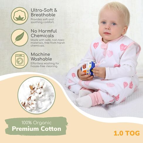 Mama Cheetah Toddler Sleep Sack with Feet 4T - 5T, 2.5 TOG Organic Cotton Baby Sleeping Bag with Legs, Baby Wearable Blankets for Walkers w/ 2-Way Zipper, Sleep Sack for Girls & Boys, Early Walker in Kuwait