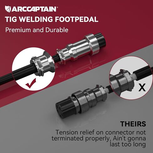 دواسة قدم لحام من ARCCAPTAIN TIG ذات 5 دبابيس، دواسة قدم TIG للتحكم عن بعد في أمبير، كابل بطول 10 أقدام لـ ARCCAPTAIN TIG200، TIG200P ACDC وTIG205 Pro in Kuwait