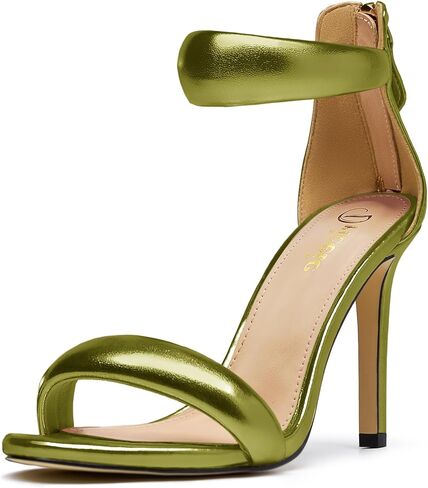 Women's Gold Pump Open Toe Heel Sandals Back Zipper Round Ankle Strappy Stiletto Heels Sparkle Glitter Metallic Party Sexy Wedding Dressy Shoes 12 in Saudi Arabia