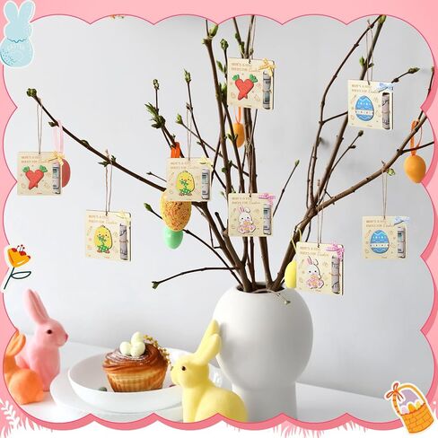 4 Pcs Easter Money Holders for Cash Gift Easter Wooden Money Holders Card Bunnies Ornaments Basket Tag Decorations Holiday Present Fun Bunny Decor Fillers Basket Stuffers for Holiday(Bunny) in Saudi Arabia