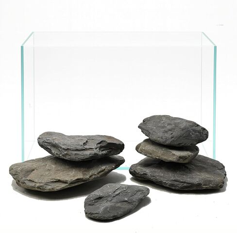 صخور الأردواز الطبيعية 2-4 بوصات صخور حوض السمك 5 رطل أحجار Aquascaping لحوض السمك تررم الزواحف ديكور الموائل Vivariums Paludariums بونساي حدائق خرافية مصغرة in Kuwait