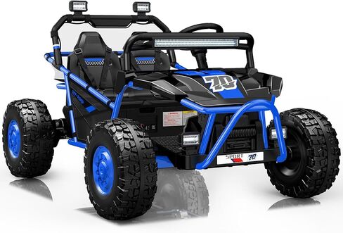 First Ride On 36V Kids Ride On UTV، سيارة كهربائية بمقعدين 400 واط للأطفال 6+، سرعة 5-8 ميل في الساعة، عجلات EVA مقاس 14 بوصة، إطار معدني، موسيقى بلوتوث، مركبة تعليق معدنية خلفية للطرق الوعرة (أسود مموه) in Kuwait