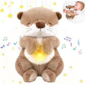 لعبة LUKETURE Snuggle Breathing Otter القطيفة - مهدئ نوم الطفل مع حركة مهدئة، ضوضاء بيضاء، ضوء ليلي ناعم واهتزاز مهدئ، لعبة حسية للرضع والأطفال الصغار in Kuwait