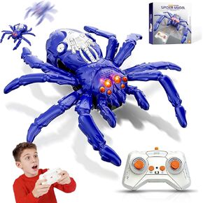 Wall Climbing Spider Remote Control Toy, Rechargeable RC Creepy Crawler with Glowing Eyes for Walls & Ceilings, Prank Halloween Birthday Gift for Kids Boys Girls Ages 3+ (Red) in Kuwait
