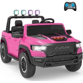شاحنة ركوب مرخصة RAM 1500 بمقعدين، سيارة كهربائية 24 فولت مع قضيب لف وكشافات، جهاز تحكم عن بعد، نظام تعليق لجميع التضاريس (أسود) in Kuwait
