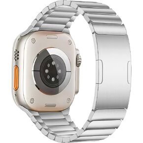 سوار ساعة من التيتانيوم، حزام معدني دائري خفيف الوزن مقاوم للخدش من DLC مع إبزيم مدمج، لسلسلة ساعات Apple 11/10/9/8/7، Ultra 3/2/1، SE 3/2/1 [2025] (46 مم/45 مم/44 مم/49 مم، تيتانيوم) in Kuwait