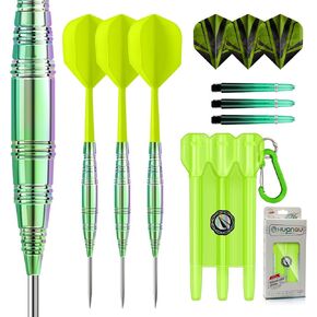 Darts Metal Tip Set, 3 Pack Steel Tip Darts Set Available in 20, 20.5, 21.5 Gram, Professional Dart for Dartboard with Aluminum Shafts, Nonslip Iron Barrels, O-Rings, Sharpener Tool, Carrying Box in Saudi Arabia