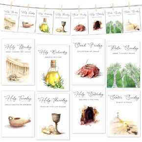 Easter & Holy Week Story Banner - Christian Study Cards - Religious Educational Supplies - Easter Verses & Holy Week Events Activities for Women Men Boys Girls - Homeschool Bible Learning - A03 in Saudi Arabia