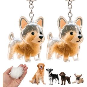 سلسلة مفاتيح Amakunft لجامع شعر الكلاب، سلسلة مفاتيح تذكارية محمولة لشعر الحيوانات الأليفة لشعر الكلب أو فروه - قلادة تذكارية شفافة in Kuwait