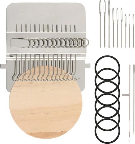 طقم PHOXPH Mini Darning Loom Kit، طقم تصحيحات متماسكة الفطر، أداة إصلاح PatchMaker مع 50 لونًا من الغزل، 14 خطافًا، نول النسيج للجوارب والجينز والسترات الصوفية، وإصلاح الملابس، طقم تثبيت للمبتدئين in Saudi Arabia