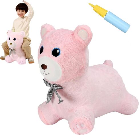 INPANY Bouncy Horse, Elephant Hopper Toys, Toddler Plush Bouncing Animal, Kids Inflatable Ride on Rubber Bouncer, Outdoor Birthday Gift for 2 3 4 Yr Boy Girl, Pink in Saudi Arabia