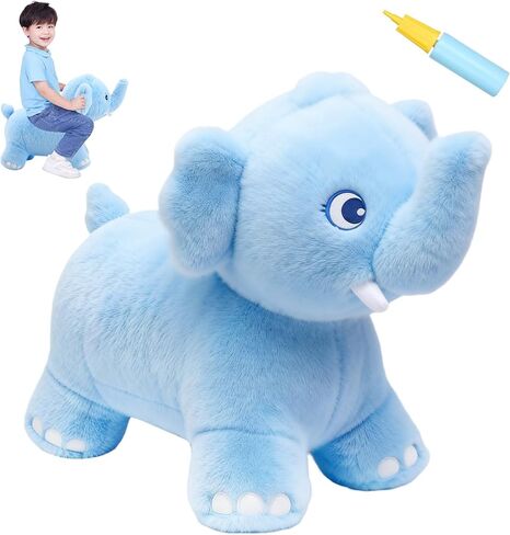 INPANY Bouncy Horse, Elephant Hopper Toys, Toddler Plush Bouncing Animal, Kids Inflatable Ride on Rubber Bouncer, Outdoor Birthday Gift for 2 3 4 Yr Boy Girl, Pink in Saudi Arabia