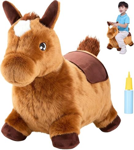 INPANY Bouncy Horse, Elephant Hopper Toys, Toddler Plush Bouncing Animal, Kids Inflatable Ride on Rubber Bouncer, Outdoor Birthday Gift for 2 3 4 Yr Boy Girl, Pink in Saudi Arabia