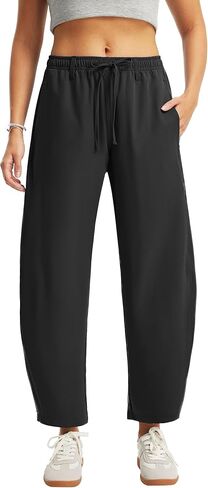 FitsT4 Sports Womens Barrel Sweatpants Baggy Curved Leg Travel Pants Stretchy Lightweight Work Pants UPF50+ with Pockets in Saudi Arabia