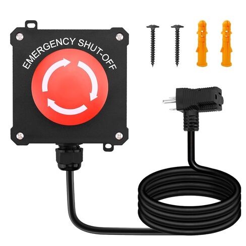 Piggyback Style Emergency Stop Button Kit with Large Stop Sign Panel Easy Contact for Fast Power Off for Table Saws and Other Electrical Equipment(16A in Saudi Arabia