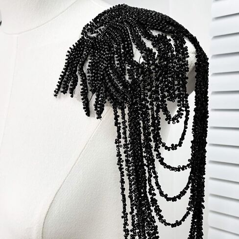 Silver Glittering Shoulder Wrap Epaulet,Beaded Appliqué Shoulder Wrap Party Costume Uniform Epaulets for DIY Decoration in Saudi Arabia