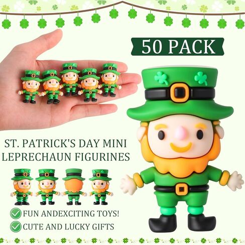 25 Pcs St. Patrick's Day Mini Leprechaun Figurines Bulk Small Leprechaun Figures to Hide and Seek Irish Miniature Toy for St. Patrick's Day Gift Tiered Tray Table Party Home Garden Decor in Kuwait