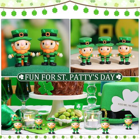 25 Pcs St. Patrick's Day Mini Leprechaun Figurines Bulk Small Leprechaun Figures to Hide and Seek Irish Miniature Toy for St. Patrick's Day Gift Tiered Tray Table Party Home Garden Decor in Kuwait