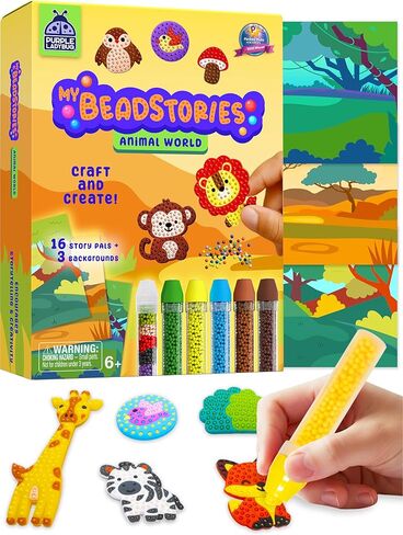 PURPLE LADYBUG My Beadstories Unicorn & Princess Bead Art Craft Kit, DIY Mosaic Activity with Story Pals & Backgrounds Birthday gift idea, Colorful Art Kit Crafts for Girls Age 6-7 year old girl gifts in Kuwait