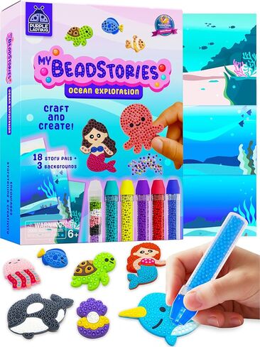 PURPLE LADYBUG My Beadstories Unicorn & Princess Bead Art Craft Kit, DIY Mosaic Activity with Story Pals & Backgrounds Birthday gift idea, Colorful Art Kit Crafts for Girls Age 6-7 year old girl gifts in Kuwait
