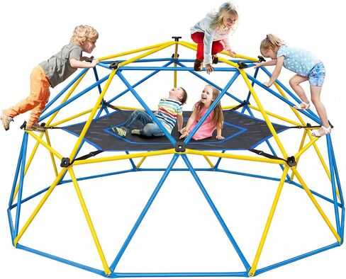 Hapfan 6.5 FT Tall Climbing Dome with Hammock, Large Jungle Gym for Kids Outdoor Backyard, Heavy Duty Monkey Bars Toys for Boys & Girls Ages 3-8 8-12, Weather-Resistant Playset, ASTM Approved in Saudi Arabia