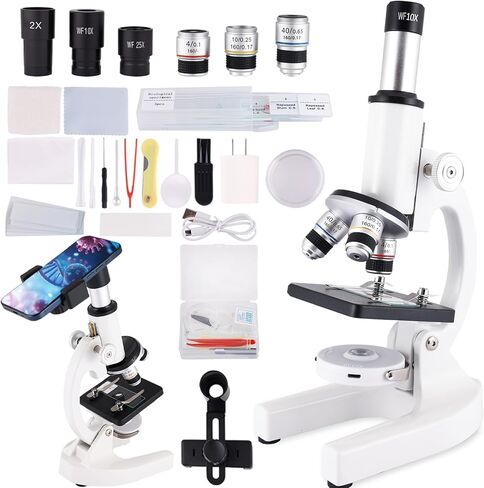 Microscope for Adults & Kids, 40X-2500X Compound Microscope for Students, School Lab & Home Schooling,with Slides Set & Phone Holder in Saudi Arabia